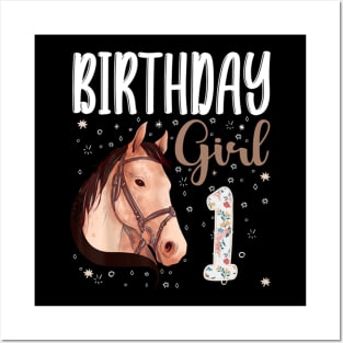 Horse Animal Lovers 1st Birthday Girl Posters and Art